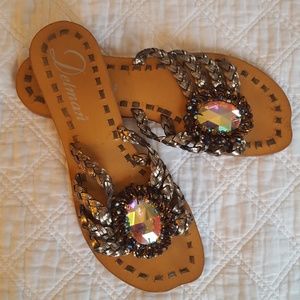 Delman flat slip on sandals